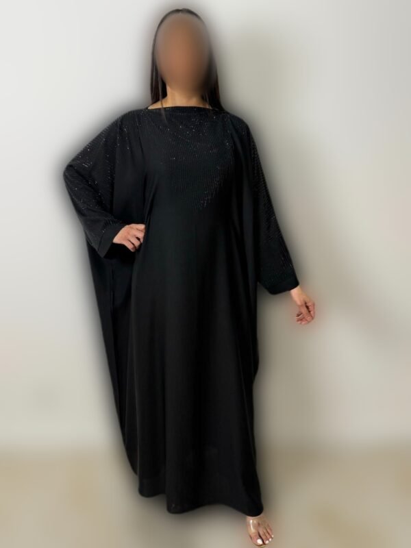 Abaya Papillon noire strass – Image 3