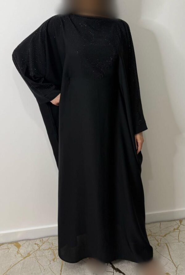 Abaya Papillon noire strass – Image 2