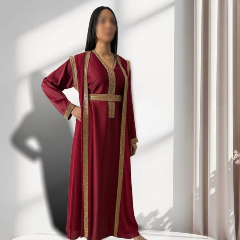 Caftan Prestige bordeau/Or